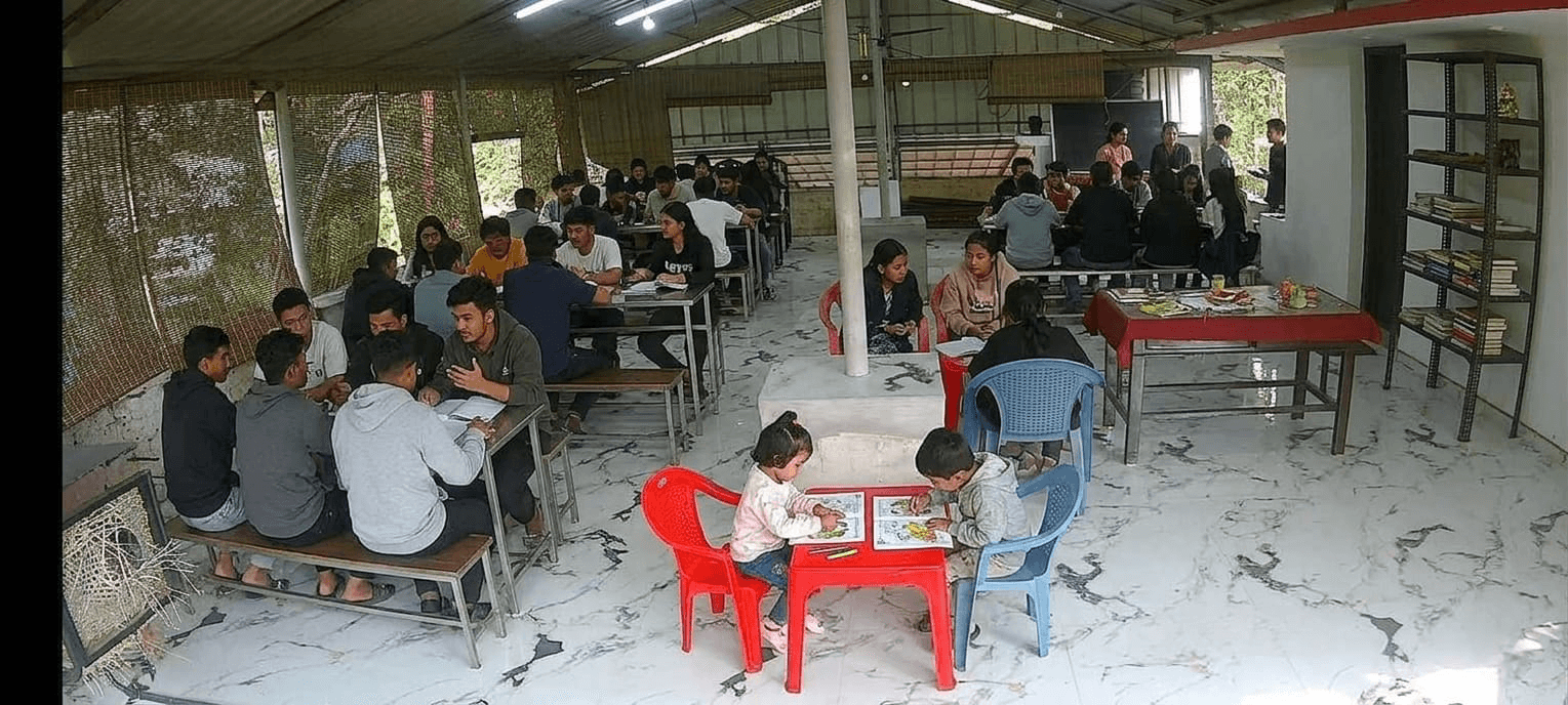 Students of all ages studying in batches at Vihaya Tuition Centre, Kureepuzha, Kollam